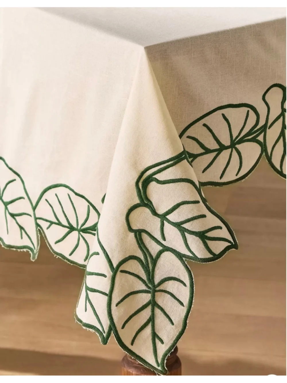 Farm Rio x Anthropologie Embroidered Botanical Tablecloth NWT Cream Green 59x87